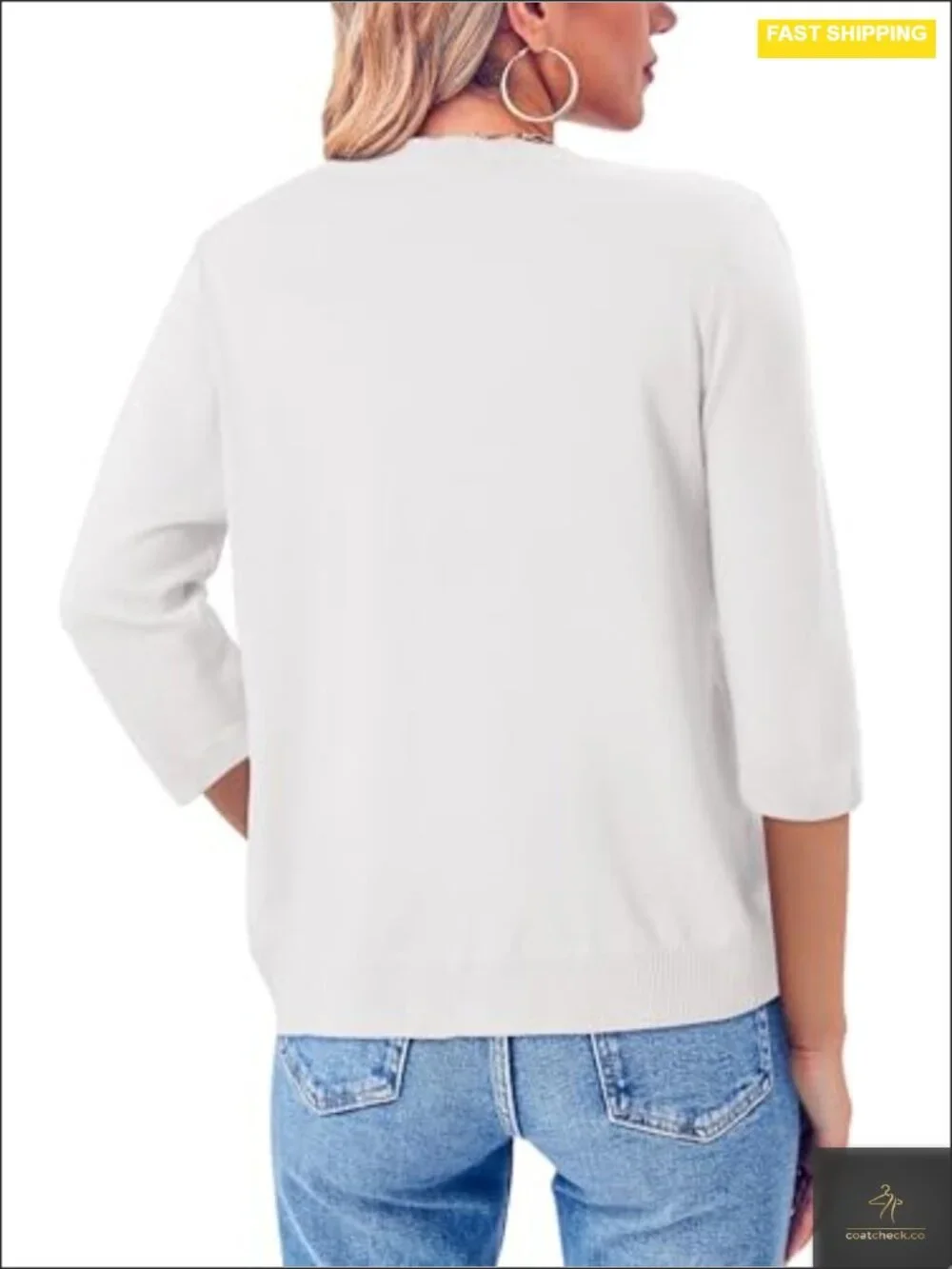 Viscose Blend Lightweight 3/4 Sleeve Cardigan V-Neck Button Down Casual Knit
